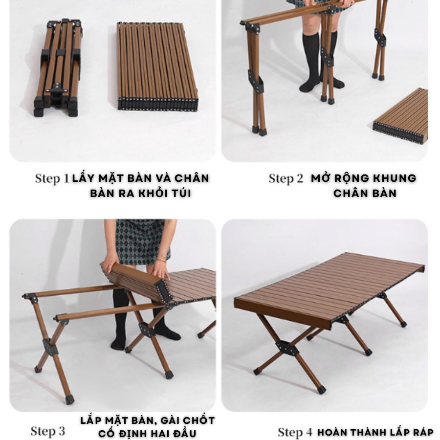 Bàn gấp dã ngoại Lexiang – Bàn trứng cuộn nhôm hợp kim, tiện lợi mang theo, dùng cho cắm trại, BBQ