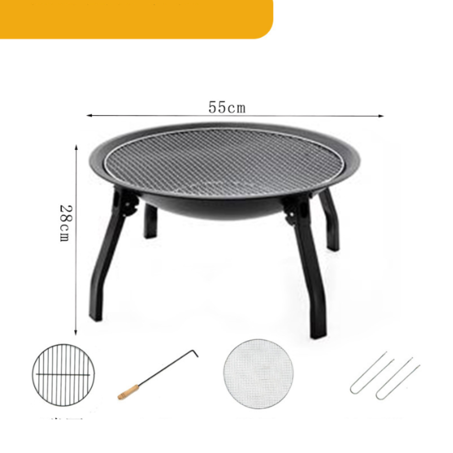 Bếp nướng than ngoài trời – Vỉ nướng BBQ gia đình, sân vườn, dã ngoại, cắm trại - Màu đen SGOD