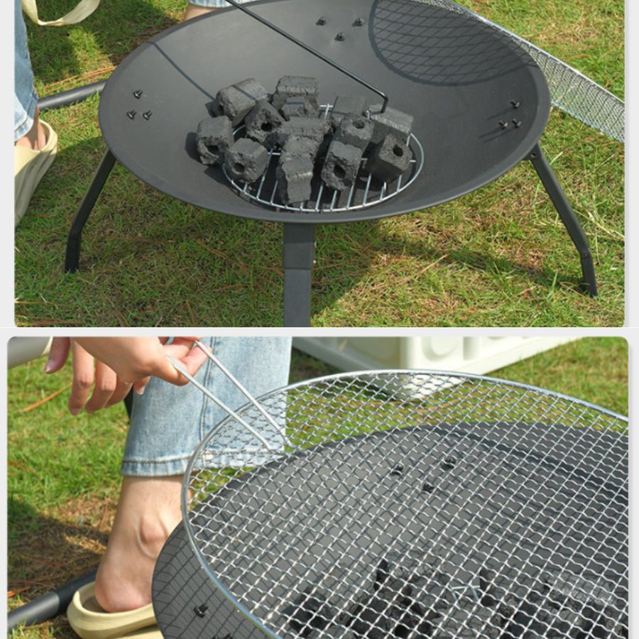 Bếp nướng than ngoài trời – Vỉ nướng BBQ gia đình, sân vườn, dã ngoại, cắm trại - Màu đen SGOD
