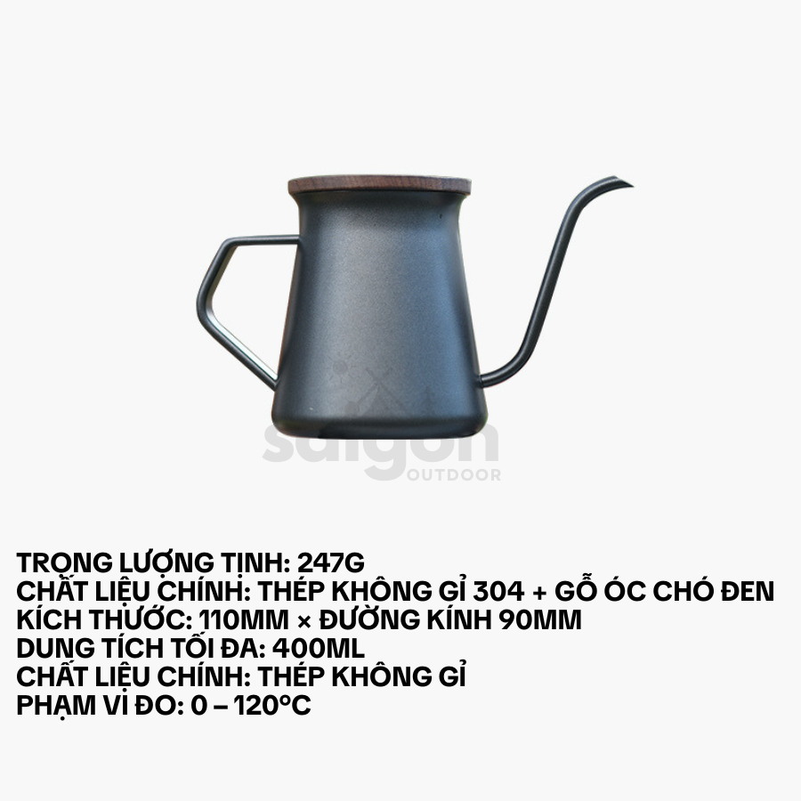 Bình pha cà phê bằng thép không gỉ miệng hẹp kiểu phương Tây, dụng cụ pha cà phê gia dụng có nắp đậy