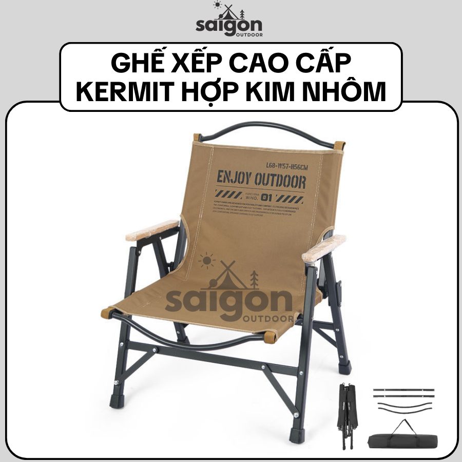 Ghế xếp dã ngoại Kermit bằng hợp kim nhôm Tháo lắp tiện lợi, gọn nhẹ, phù hợp cắm trại SaigonOutdoor
