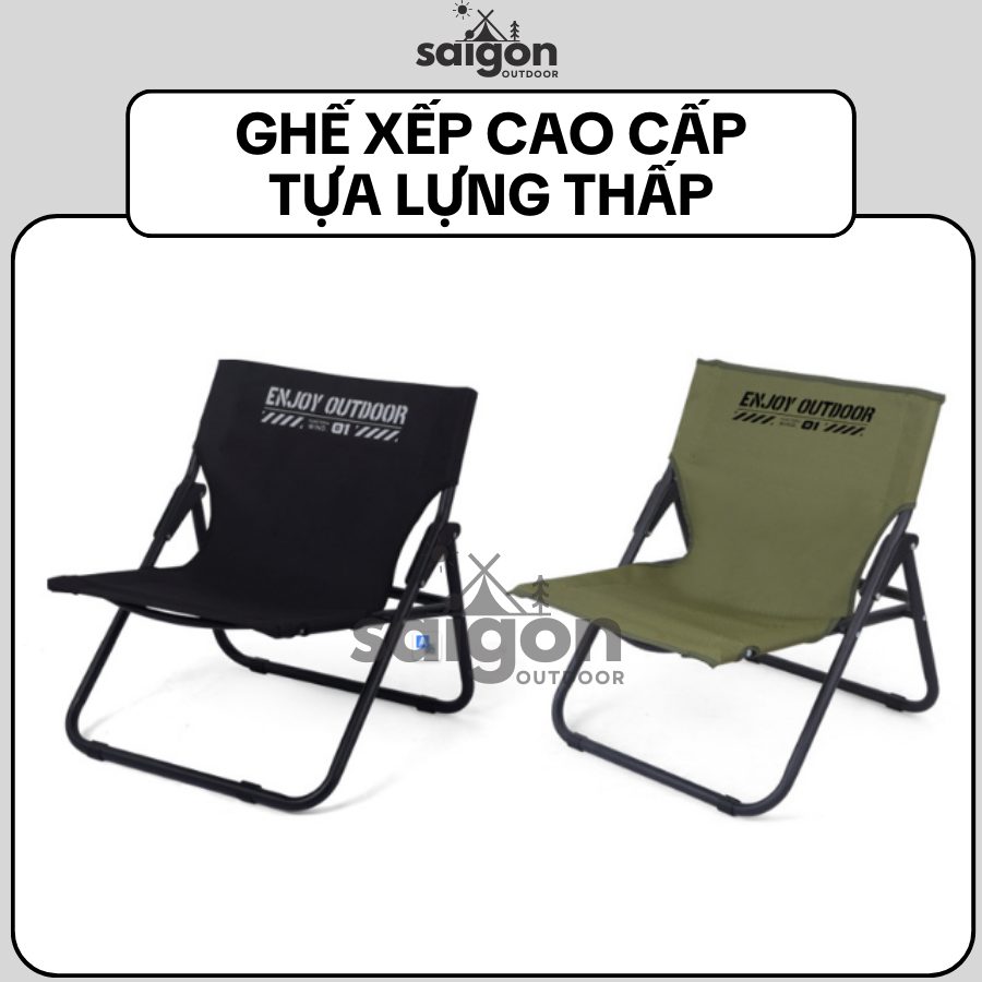 Ghế xếp dã ngoại tựa lưng thấp Ghế thấp BBQ, ghế xếp cắm trại, gấp gọn, tựa lưng, dễ mang đi du lịch
