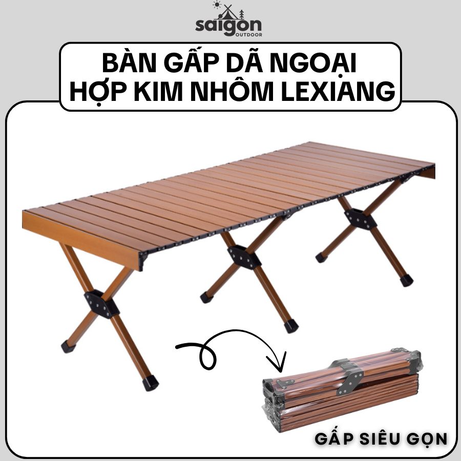 Bàn gấp dã ngoại Lexiang – Bàn trứng cuộn nhôm hợp kim, tiện lợi mang theo, dùng cho cắm trại, BBQ