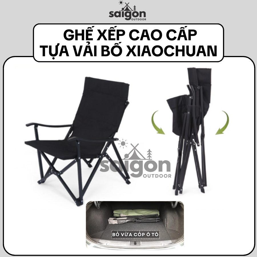 Ghế xếp dã ngoại Xiaochuan Ghế gấp có tựa lưng, tiện lợi mang theo, phù hợp cắm trại, câu cá, làm bằng vải bố