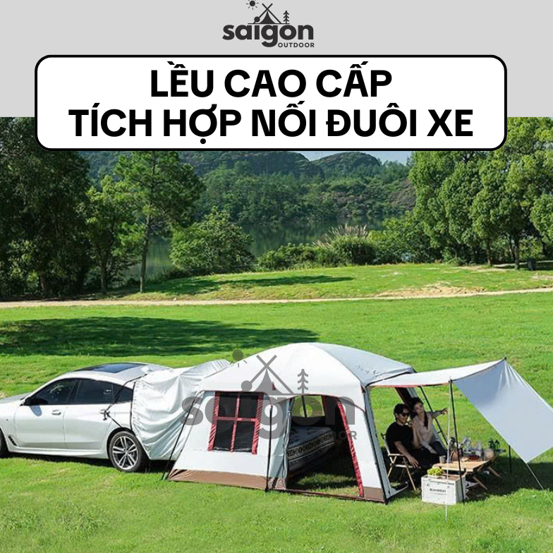 Lều camping cao cấp tích hợp kết nối đuôi xe, dùng điều hòa xe chống nóng, chống nắng hiệu quả  - SaiGonOutDoors