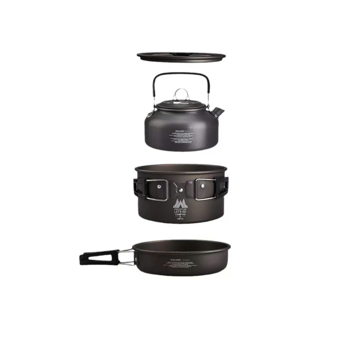 Bộ Nồi Chảo Ấm dã ngoại cao cấp WELLHIKE, Thiết kế gọn nhẹ, tích hợp, tay cầm gấp gọn Saigon Outdoor