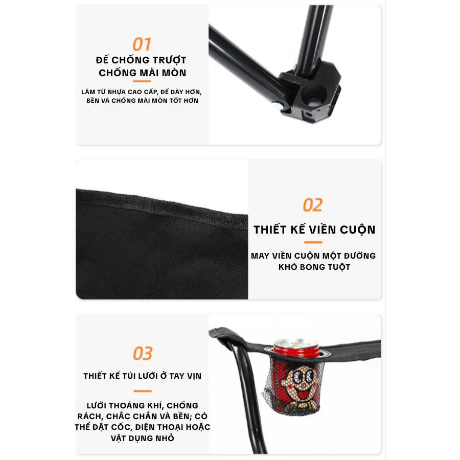 Ghế xếp gọn ngoài trời có bàn tay vịn ghế gấp du lịch, dã ngoại, câu cá, cắm trại, vẽ tranh, đi biển