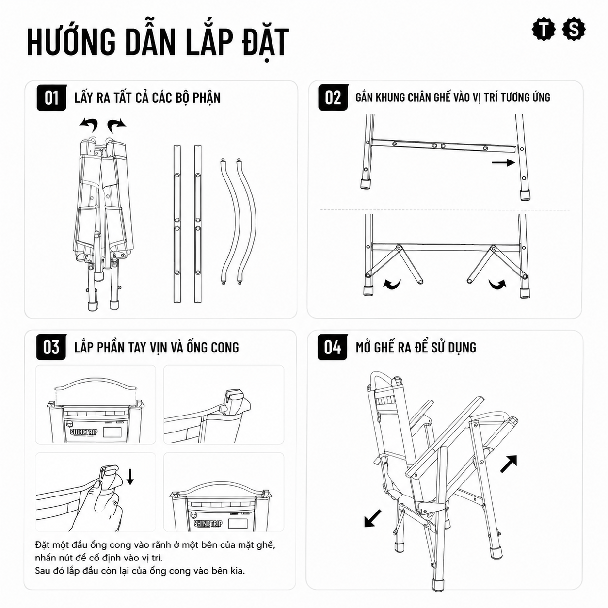 Ghế xếp dã ngoại Shine Trip bằng hợp kim nhôm Tháo lắp tiện lợi, gọn nhẹ, phù hợp cắm trại SaigonOutdoor