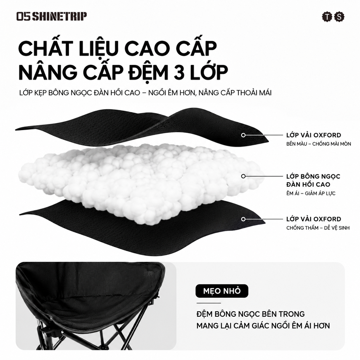 Ghế xếp dã ngoại siêu nhẹ – Ghế gấp câu cá, cắm trại, du lịch, moon chair tiện lợi Shine Trip