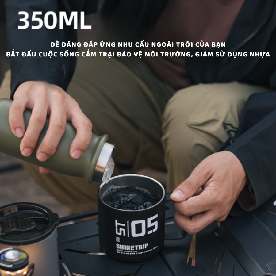Cốc Cà Phê Mỹ Inox 304 – Ly Uống Nước Shine Trip, Cốc Đôi Chống Nóng, Cốc Cắm Trại Ngoài Trời