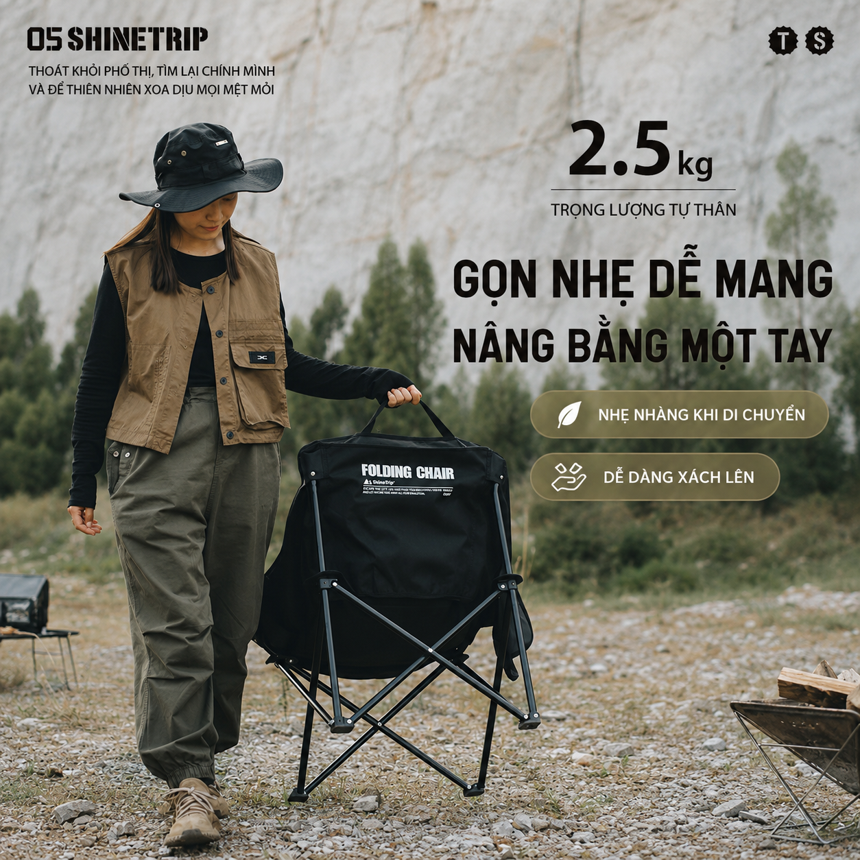 Ghế xếp dã ngoại siêu nhẹ – Ghế gấp câu cá, cắm trại, du lịch, moon chair tiện lợi Shine Trip