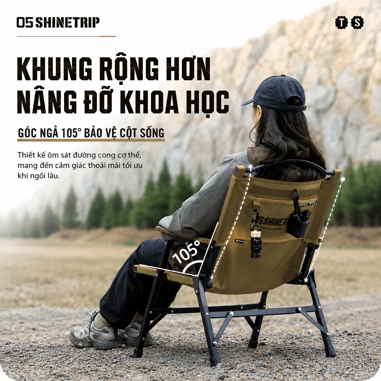 Ghế xếp dã ngoại Shine Trip bằng hợp kim nhôm Tháo lắp tiện lợi, gọn nhẹ, phù hợp cắm trại SaigonOutdoor