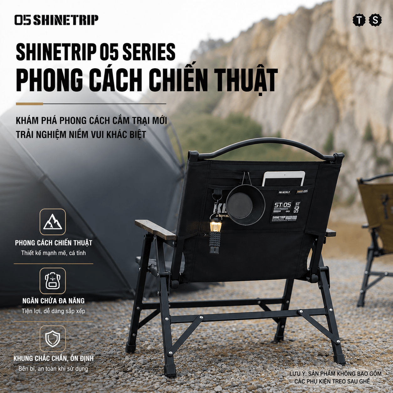 Ghế xếp dã ngoại Shine Trip bằng hợp kim nhôm Tháo lắp tiện lợi, gọn nhẹ, phù hợp cắm trại SaigonOutdoor