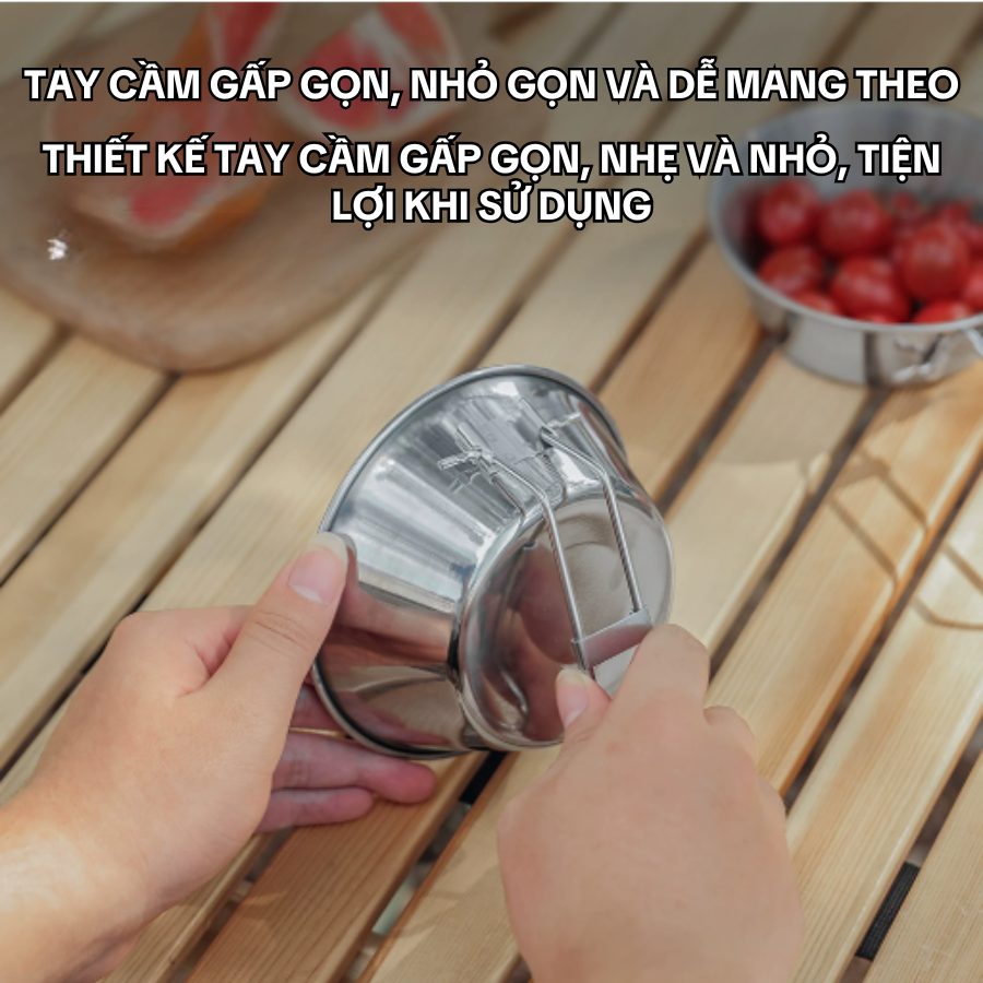 Bát/tô gấp inox ngoài trời, bộ đồ ăn cắm trại, cốc trà miệng rộng, bát Sierra, cốc nước leo núi