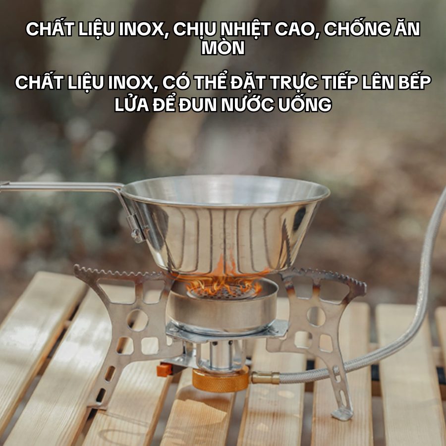 Bát/tô gấp inox ngoài trời, bộ đồ ăn cắm trại, cốc trà miệng rộng, bát Sierra, cốc nước leo núi