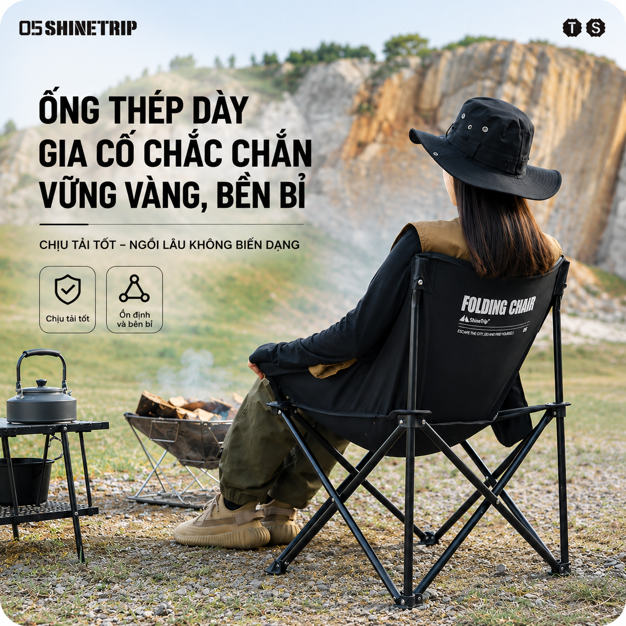 Ghế xếp dã ngoại siêu nhẹ – Ghế gấp câu cá, cắm trại, du lịch, moon chair tiện lợi Shine Trip