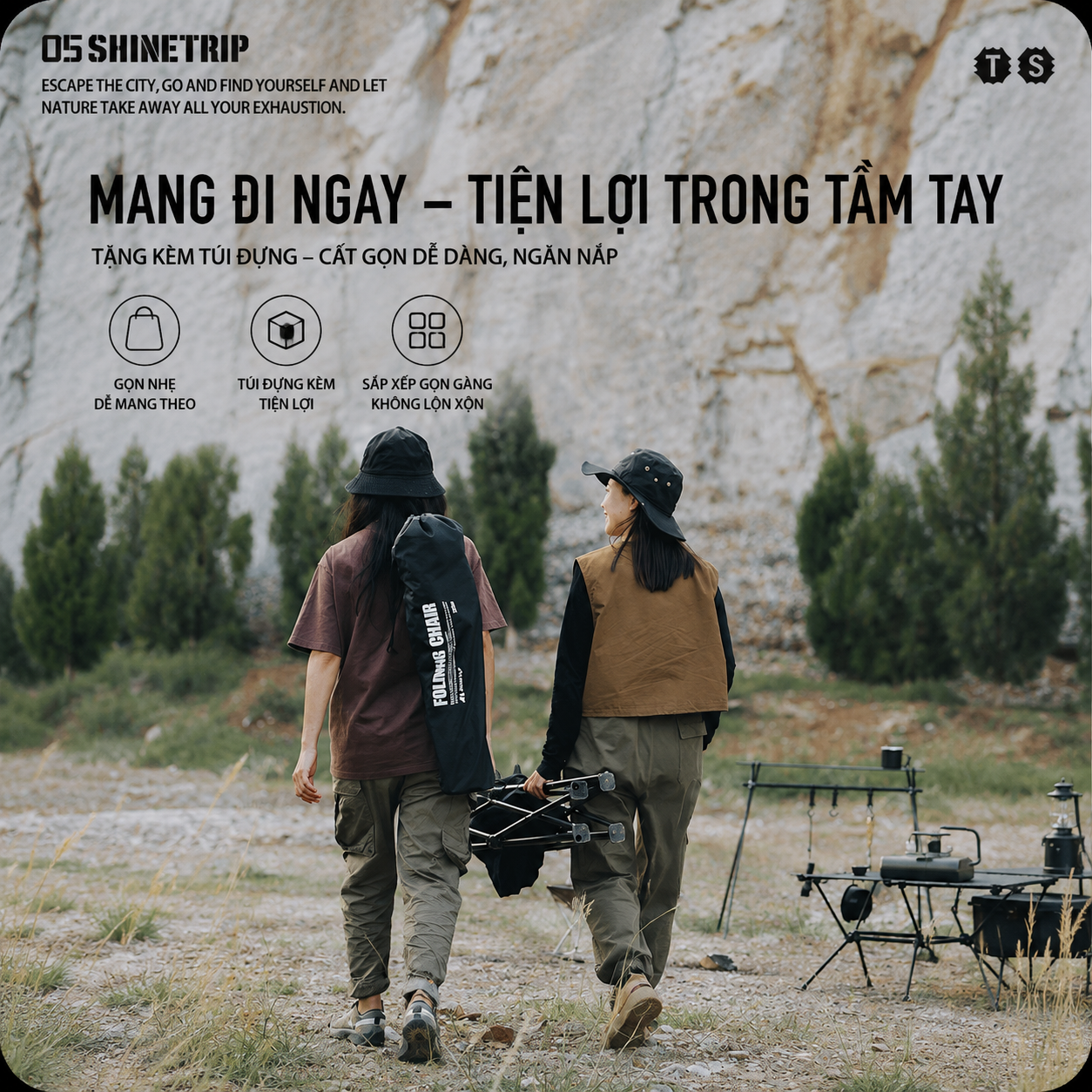 Ghế xếp dã ngoại siêu nhẹ – Ghế gấp câu cá, cắm trại, du lịch, moon chair tiện lợi Shine Trip