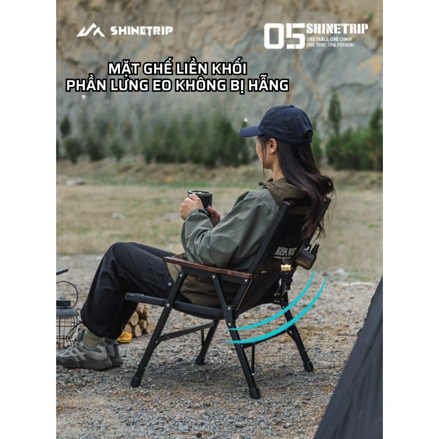 Ghế xếp dã ngoại Shine Trip bằng hợp kim nhôm Tháo lắp tiện lợi, gọn nhẹ, phù hợp cắm trại SaigonOutdoor
