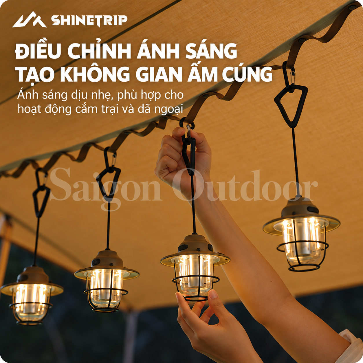 Đèn Lều Cắm Trại ShineTrip Đèn Trang Trí Dã Ngoại, Đèn Treo Sạc Pin Siêu Sáng, Thời Gian Sử Dụng Lâu