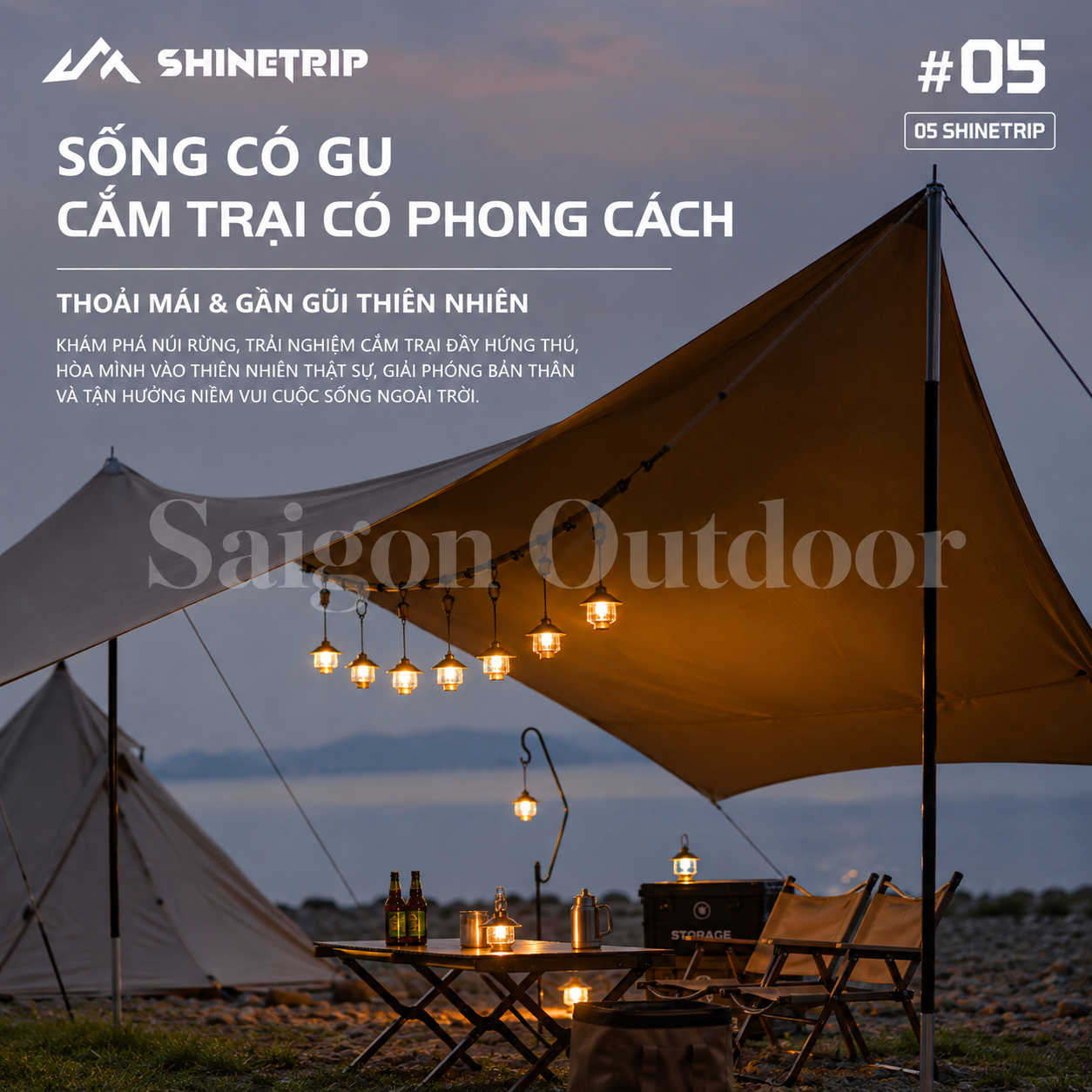 Đèn Lều Cắm Trại ShineTrip Đèn Trang Trí Dã Ngoại, Đèn Treo Sạc Pin Siêu Sáng, Thời Gian Sử Dụng Lâu