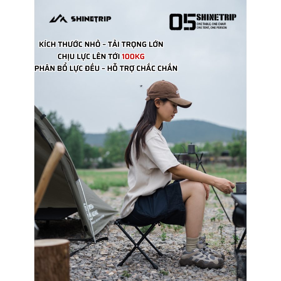 Ghế Xếp Dã Ngoại ShineTrip 05 – Ghế Gấp Gọn Camping, Siêu Nhẹ, Nhôm Hợp Kim, Tiện Lợi Mang Đi