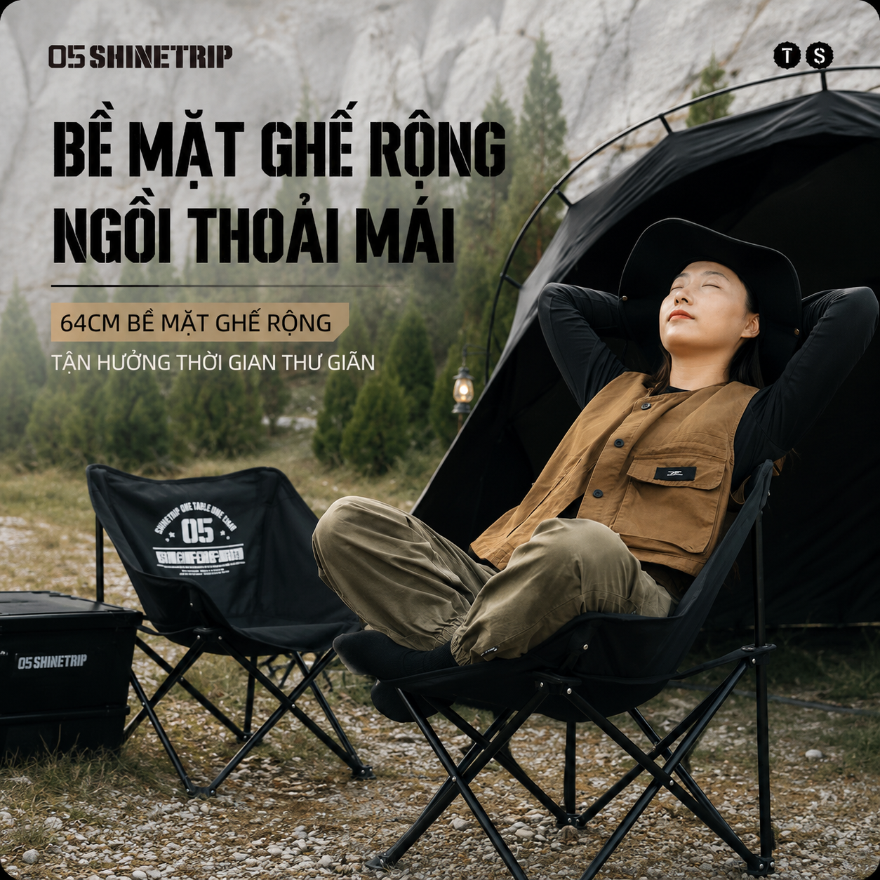 Ghế xếp dã ngoại siêu nhẹ – Ghế gấp câu cá, cắm trại, du lịch, moon chair tiện lợi Shine Trip