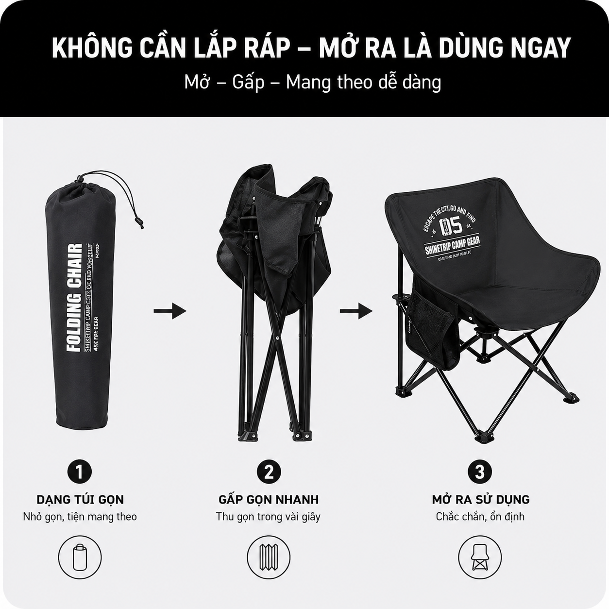 Ghế xếp dã ngoại siêu nhẹ – Ghế gấp câu cá, cắm trại, du lịch, moon chair tiện lợi Shine Trip