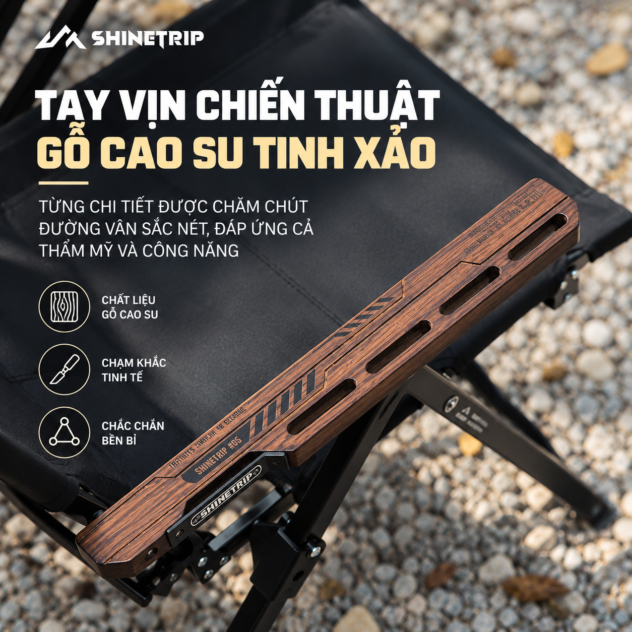 Ghế Xếp Dã Ngoại ShineTrip 05 – Ghế Camping Gấp Gọn, 4 Cấp Độ Điều Chỉnh, Đa Điểm Tựa Chắc Chắn