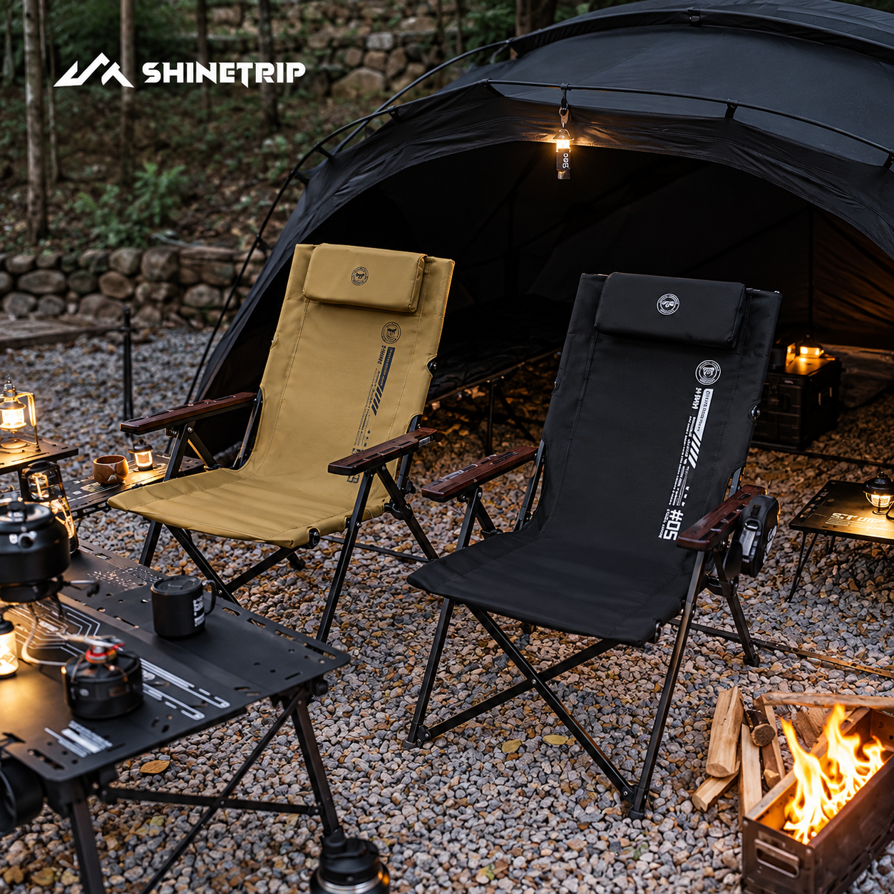 Ghế Xếp Dã Ngoại ShineTrip 05 – Ghế Camping Gấp Gọn, 4 Cấp Độ Điều Chỉnh, Đa Điểm Tựa Chắc Chắn