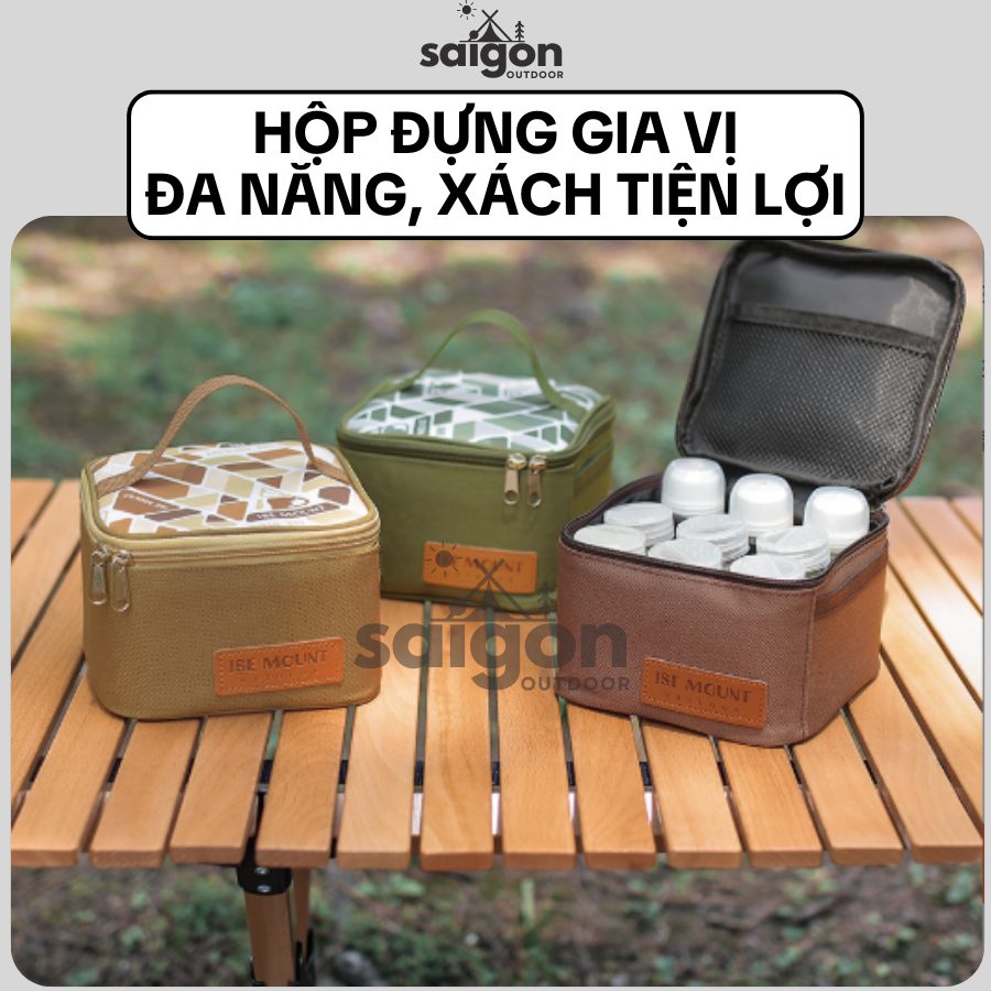 Bộ 9 lọ gia vị kèm túi đựng – Túi đựng gia vị picnic cắm trại du lịch, hộp đựng hũ gia vị tiện lợi