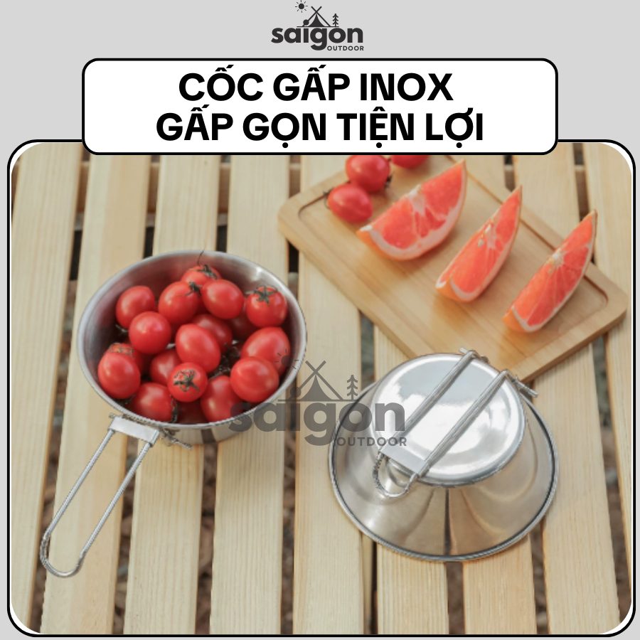 Bát/tô gấp inox ngoài trời, bộ đồ ăn cắm trại, cốc trà miệng rộng, bát Sierra, cốc nước leo núi