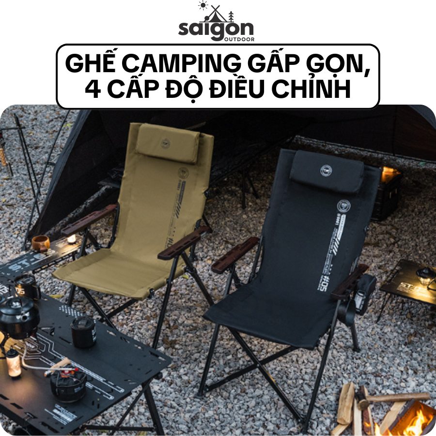 Ghế Xếp Dã Ngoại ShineTrip 05 – Ghế Camping Gấp Gọn, 4 Cấp Độ Điều Chỉnh, Đa Điểm Tựa Chắc Chắn
