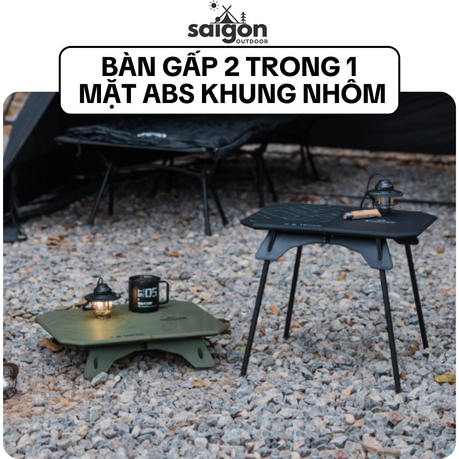 Bàn xếp dã ngoại siêu nhẹ Shinetrip Bàn gấp 2 trong 1 cắm trại, picnic, du lịch, mặt ABS khung nhôm