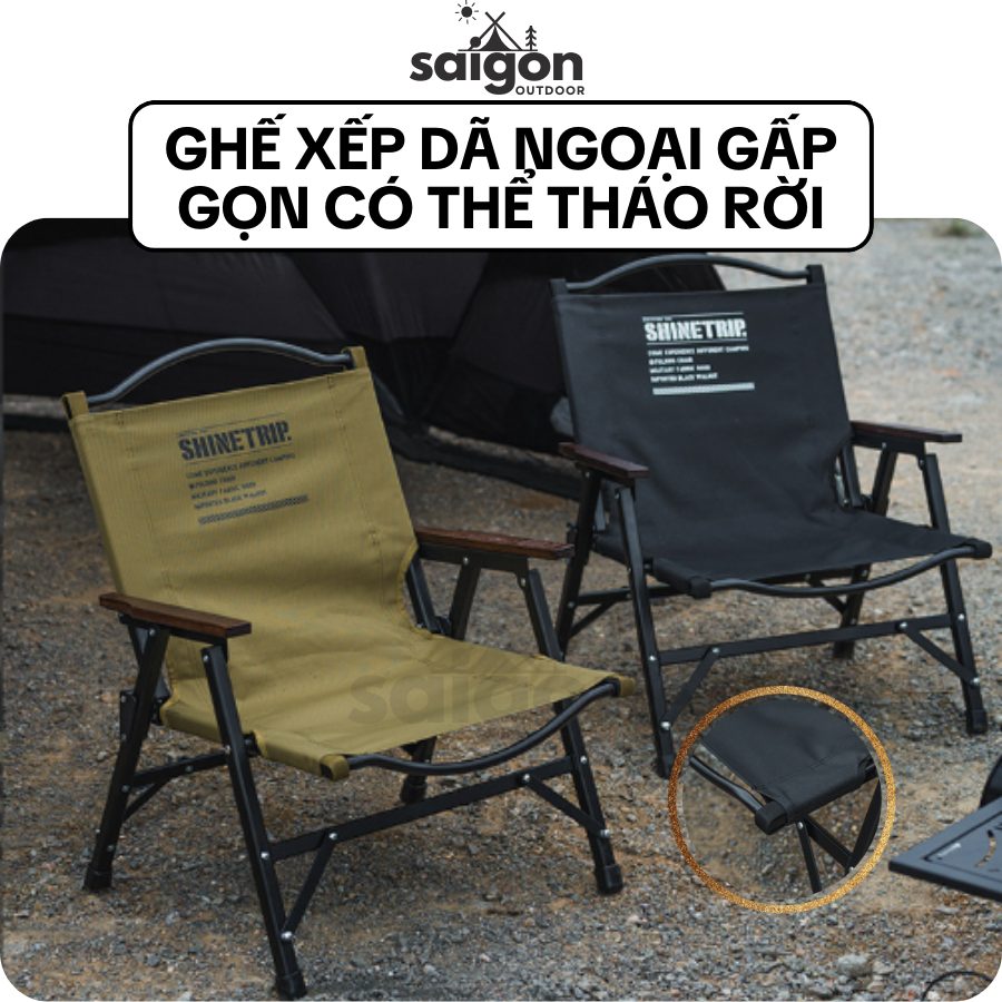 Ghế xếp dã ngoại Shine Trip bằng hợp kim nhôm Tháo lắp tiện lợi, gọn nhẹ, phù hợp cắm trại SaigonOutdoor