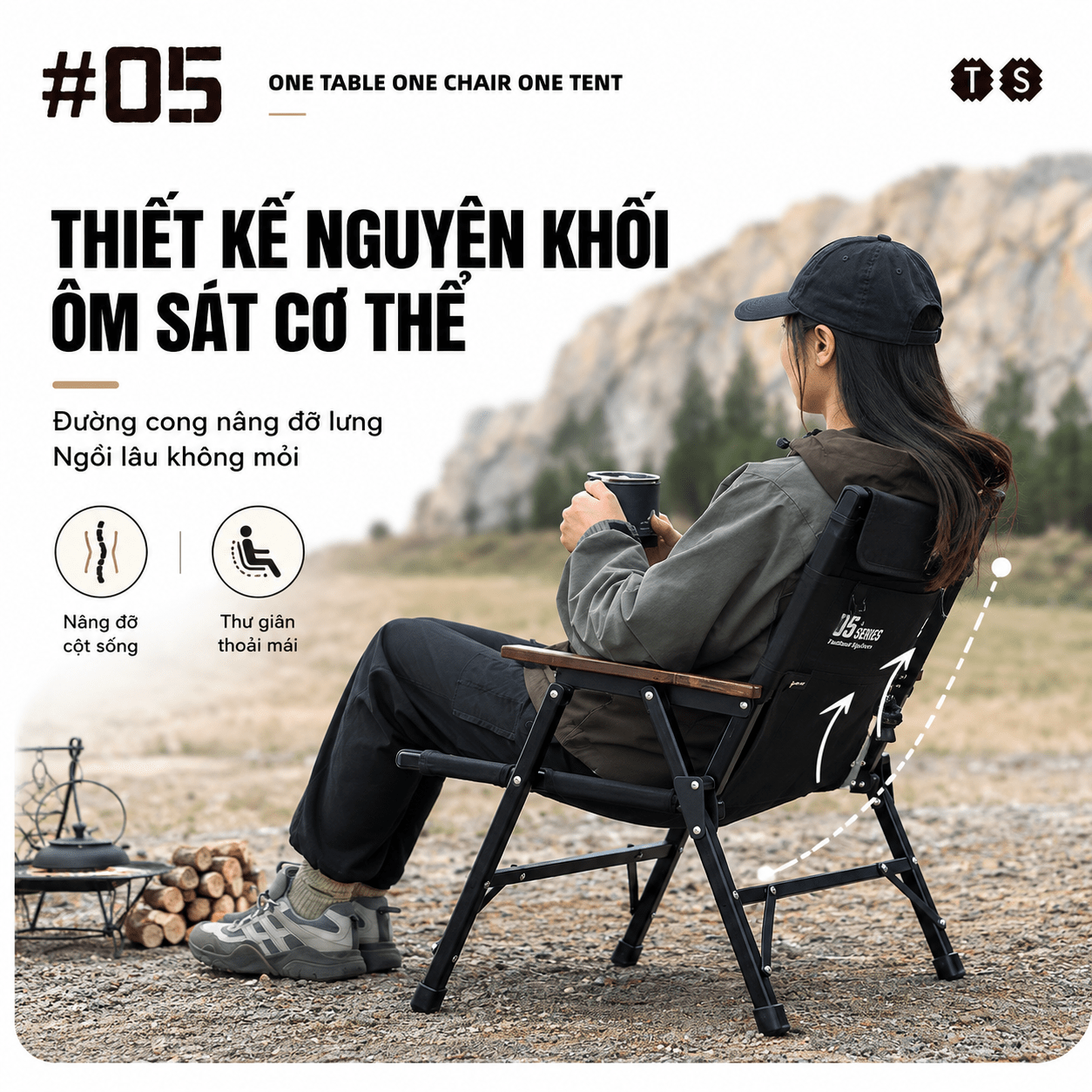 Ghế xếp dã ngoại Shine Trip bằng hợp kim nhôm Tháo lắp tiện lợi, gọn nhẹ, phù hợp cắm trại SaigonOutdoor