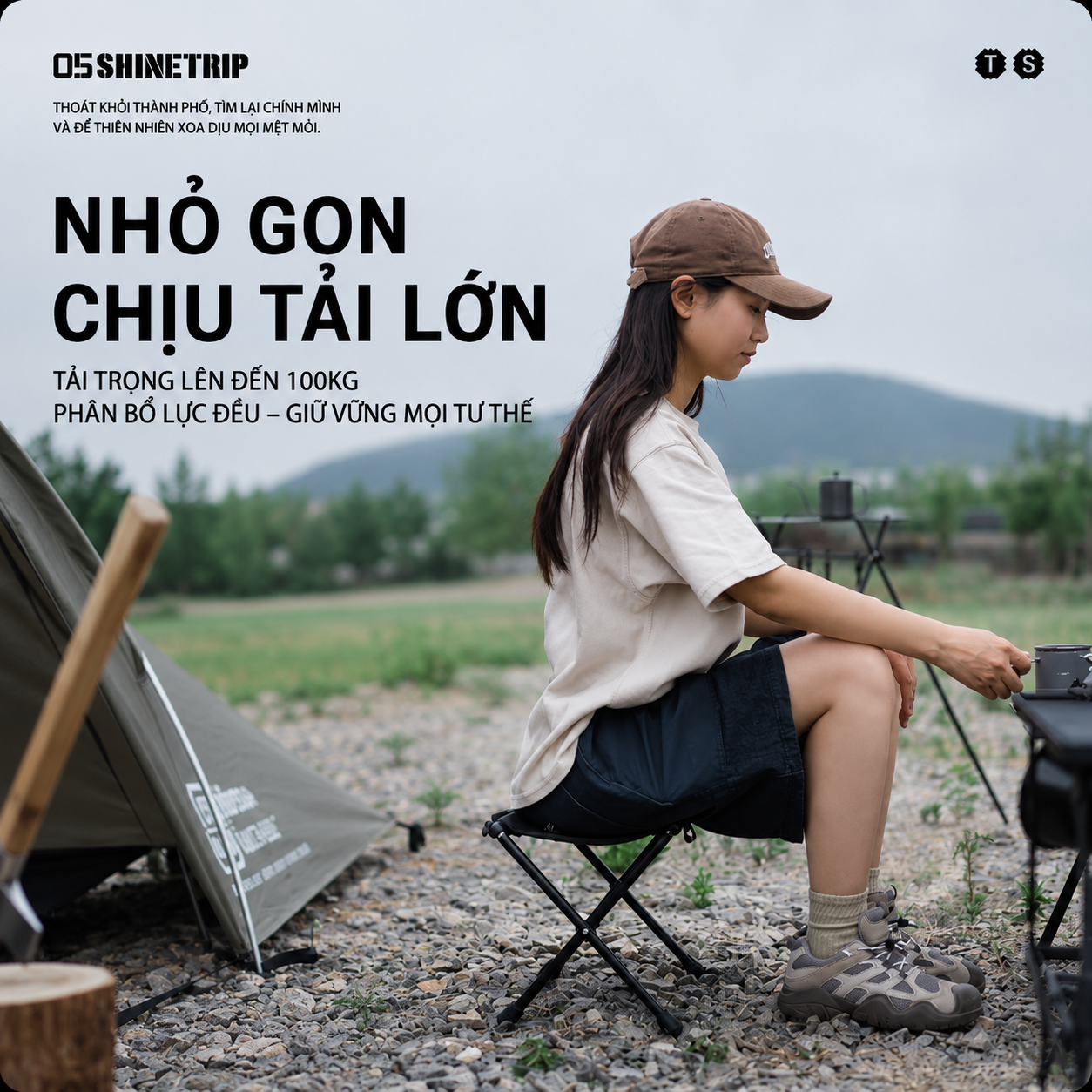 Ghế Xếp Dã Ngoại ShineTrip 05 – Ghế Gấp Gọn Camping, Siêu Nhẹ, Nhôm Hợp Kim, Tiện Lợi Mang Đi