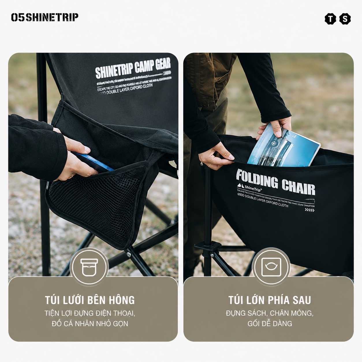 Ghế xếp dã ngoại siêu nhẹ – Ghế gấp câu cá, cắm trại, du lịch, moon chair tiện lợi Shine Trip