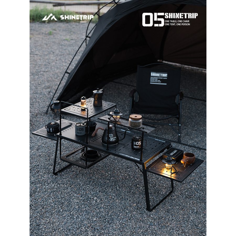 Bàn Xếp Dã Ngoại Nhôm Sơn Đen ShineTrip Bàn Camping Gấp Gọn, Module IGT Tự Do Kết Hợp, Tiện Lợi Mang Theo