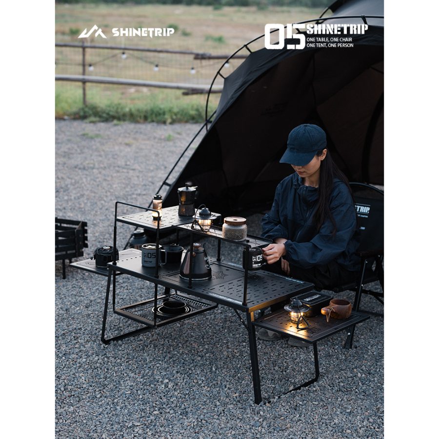 Bàn Xếp Dã Ngoại Nhôm Sơn Đen ShineTrip Bàn Camping Gấp Gọn, Module IGT Tự Do Kết Hợp, Tiện Lợi Mang Theo