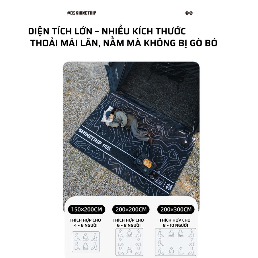 Thảm Dã Ngoại ShineTrip Nhôm Siêu Âm Chống Ẩm Thảm Picnic, Thảm Chống Nước, Thảm Trải Công Viên, Thảm Dã Ngoại Gấp Gọn