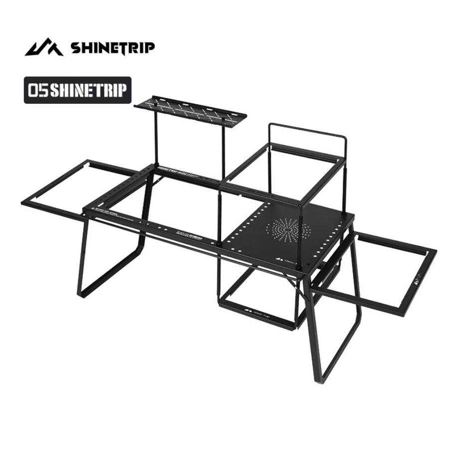 Bàn Xếp Dã Ngoại Nhôm Sơn Đen ShineTrip Bàn Camping Gấp Gọn, Module IGT Tự Do Kết Hợp, Tiện Lợi Mang Theo - Bộ bàn cắm trại