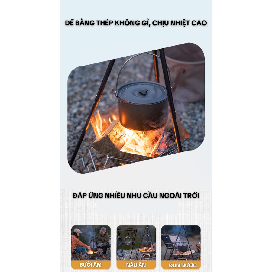 Bếp nướng than hoa ngoài trời gấp gọn hình lục giác Lò nướng dã ngoại, cắm trại, picnic bằng hợp kim nhôm, thông gió