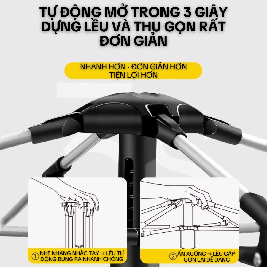 Lều Cắm Trại Ngoài Trời 2 Trong 1Lều Mái Che Kiểu Lục Giác Hình Nấm, Lều Hai Lớp Chống Mưa - SGOD