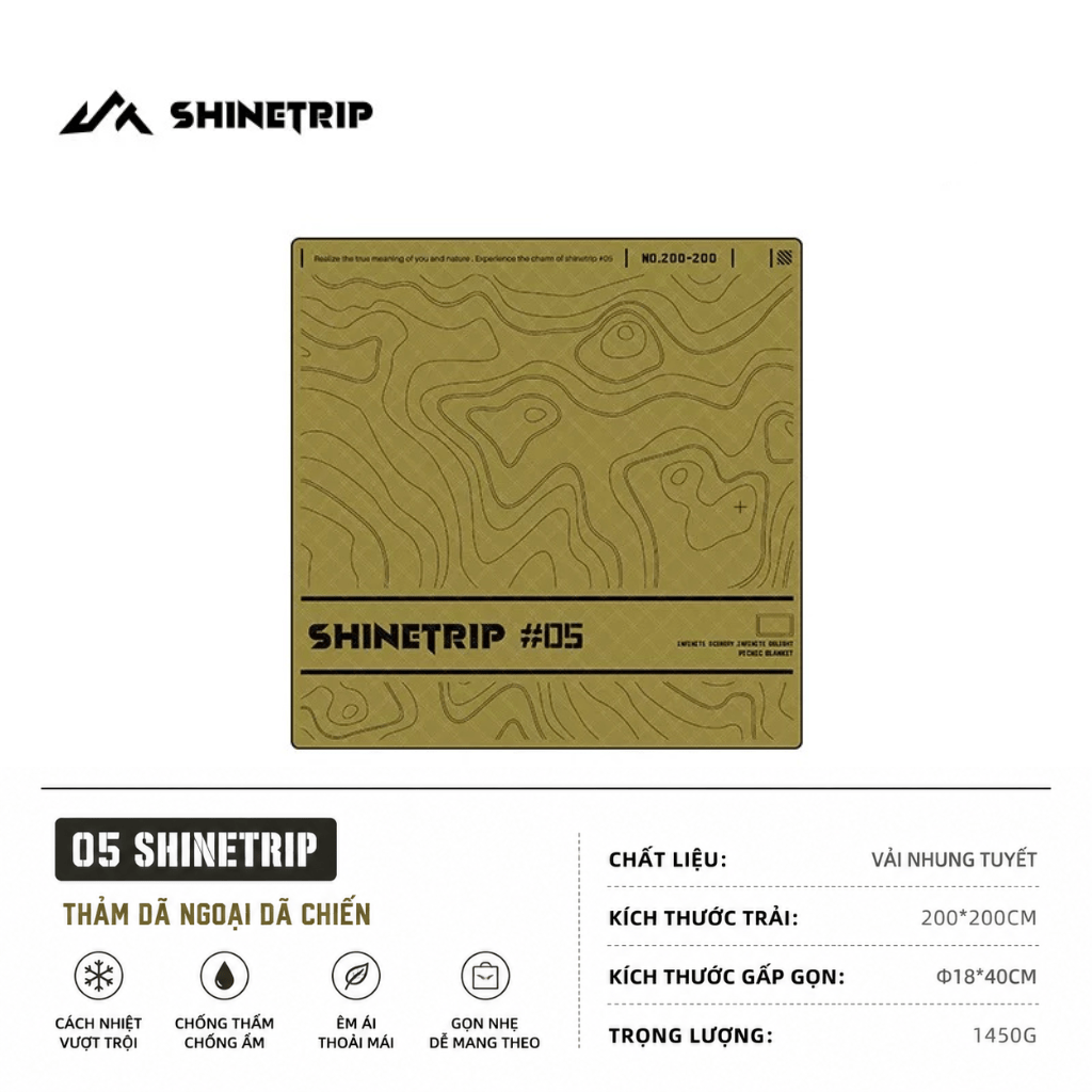 Thảm Dã Ngoại ShineTrip Chống Ẩm Thảm Picnic, Thảm Chống Nước, Thảm Trải Công Viên, Thảm Dã Ngoại Gấp Gọn