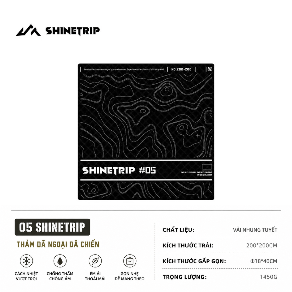 Thảm Dã Ngoại ShineTrip Chống Ẩm Thảm Picnic, Thảm Chống Nước, Thảm Trải Công Viên, Thảm Dã Ngoại Gấp Gọn