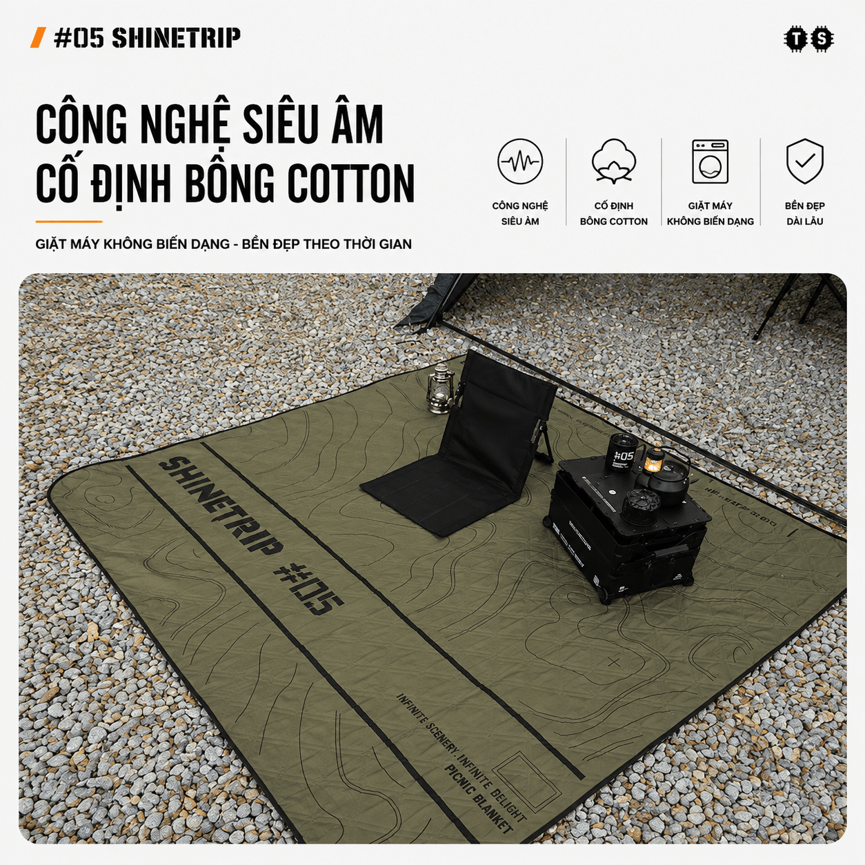 Thảm Dã Ngoại ShineTrip Chống Ẩm Thảm Picnic, Thảm Chống Nước, Thảm Trải Công Viên, Thảm Dã Ngoại Gấp Gọn
