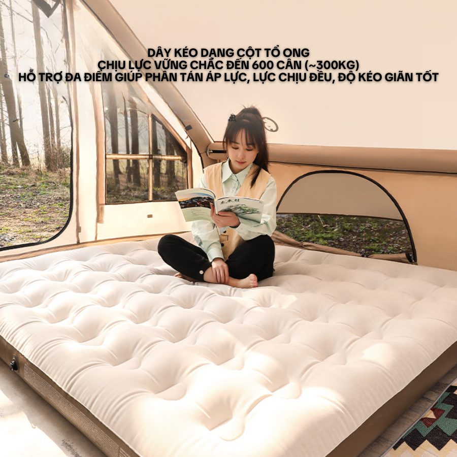 Đệm hơi đôi cao cấp cho lều trại – Đệm hơi dã ngoại mặt nhung chống xẹp - Saigon Outdoor