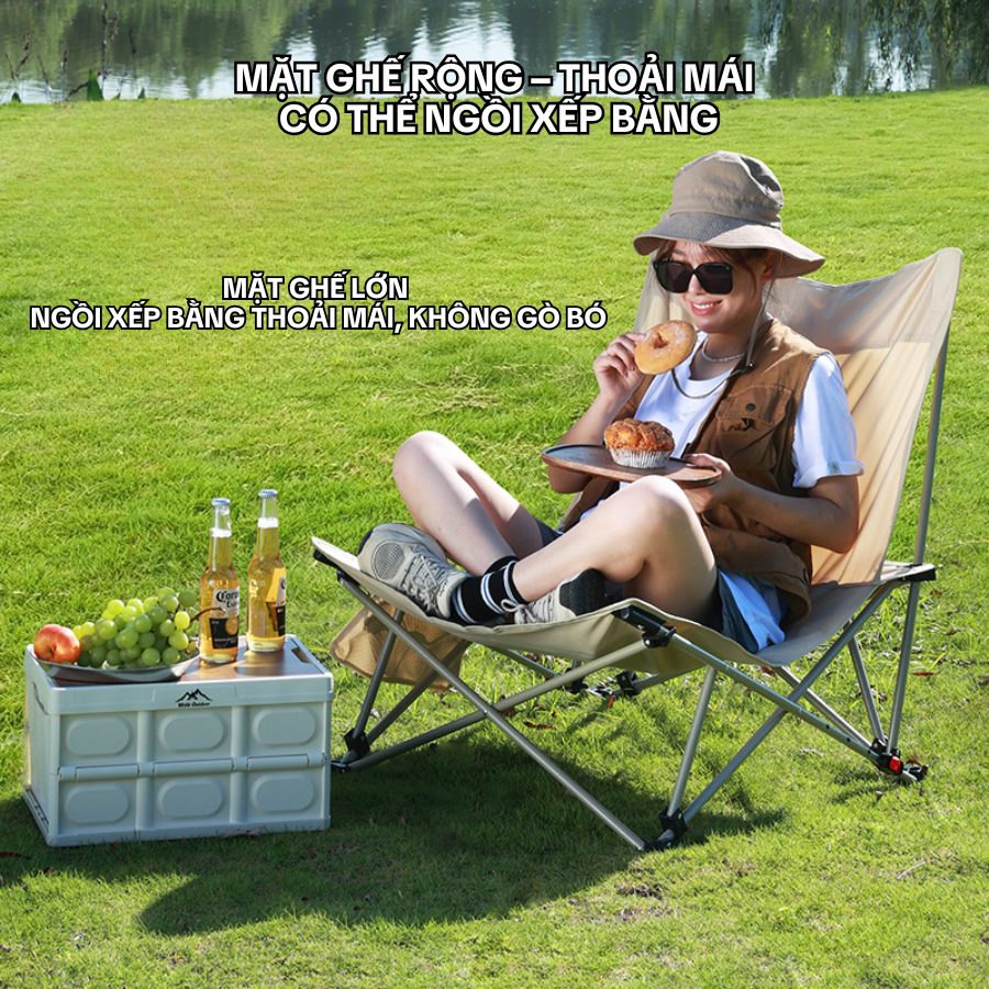 GHẾ GIƯỜNG NẰM - GHẾ GẤP NGOÀI TRỜI – GHẾ NGẢ LƯNG “MẶT TRĂNG” CỠ LỚN 4 CHẾ ĐỘ ĐIỀU CHỈNH SGOD