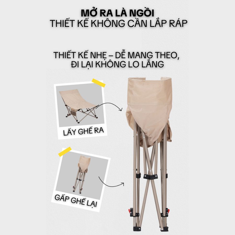 GHẾ GIƯỜNG NẰM - GHẾ GẤP NGOÀI TRỜI – GHẾ NGẢ LƯNG “MẶT TRĂNG” CỠ LỚN 4 CHẾ ĐỘ ĐIỀU CHỈNH SGOD