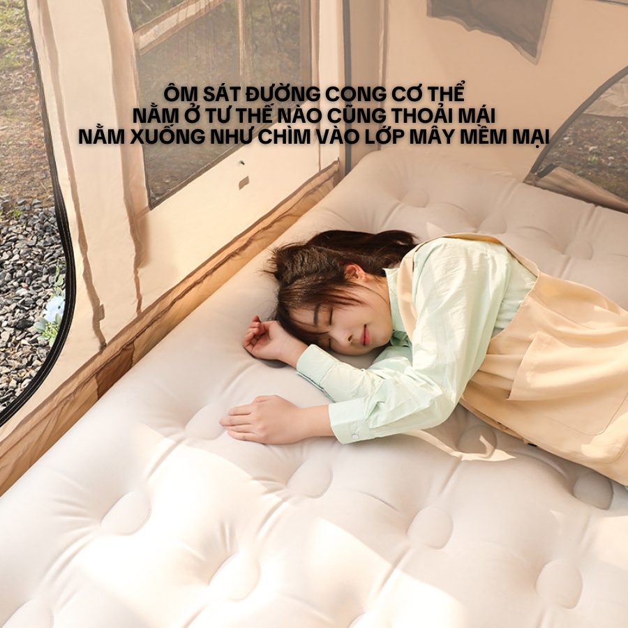 Đệm hơi đôi cao cấp cho lều trại – Đệm hơi dã ngoại mặt nhung chống xẹp - Saigon Outdoor